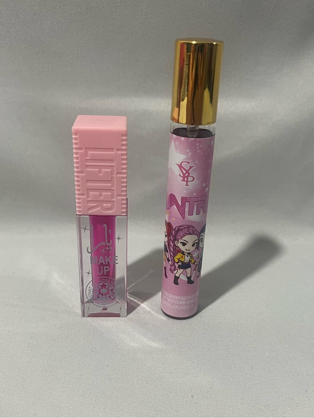Pink Lip Gloss & K-pop Fragrance Roller Duo